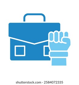 Briefcase dual tone blue color icon, mini, small illustration. use for modern concept, print, UI, UX kit, web and app development. Vector EPS 10, related to industrial, business, finance, investment.