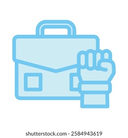 Briefcase dual tone blue color icon, mini, small illustration. use for modern concept, print, UI, UX kit, web and app development. Vector EPS 10, related to industrial, business, finance, investment.