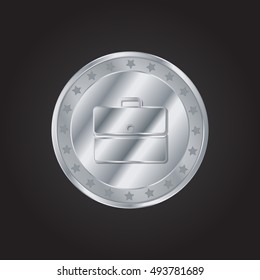 Briefcase embossed realistic silver / platinum coin precious Icon / Logo Design