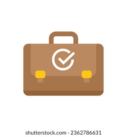 Briefcase expertise icon flat vector. Expert standard. Work trust isolated