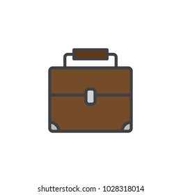 Briefcase filled outline icon, line vector sign, linear colorful pictogram isolated on white. Suitcase symbol, logo illustration. 