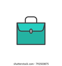Briefcase filled outline icon, line vector sign, linear colorful pictogram isolated on white. Suitcase symbol, logo illustration. Pixel perfect vector graphics