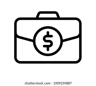 Brieftasche-Finanzbeutel einzeln auf Symbol mit Rahmenstil