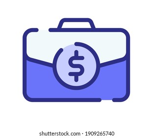 bolsa de finanzas de maletín icono aislado único con estilo de línea discontinua