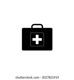 Briefcase of first aid sign, health medical symbol, medicine emergency. First aid box icon. Vector illustration.
