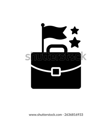 Briefcase with Flag Above and Star Icon