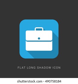 Briefcase Flat blue long shadow Icon / Logo Design