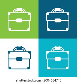 Briefcase Flat four color minimal icon set