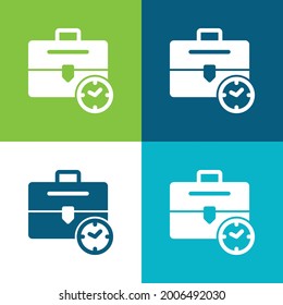 Briefcase Flat four color minimal icon set