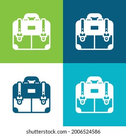 Briefcase Flat four color minimal icon set