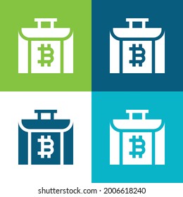 Briefcase Flat four color minimal icon set
