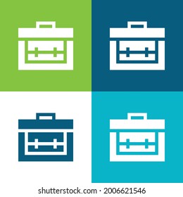 Briefcase Flat four color minimal icon set
