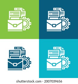 Briefcase Flat four color minimal icon set