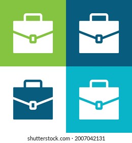 Briefcase Flat four color minimal icon set