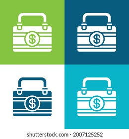Briefcase Flat four color minimal icon set