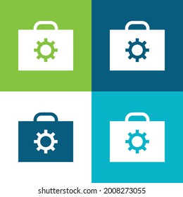 Briefcase Flat four color minimal icon set