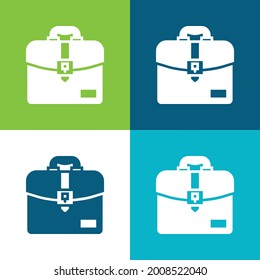 Briefcase Flat four color minimal icon set