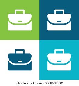 Briefcase Flat four color minimal icon set
