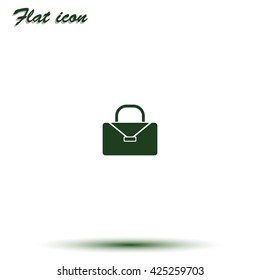 Briefcase flat icon. Bag illustration.