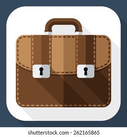 Briefcase flat icon with long shadow