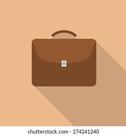 Briefcase flat icon with long shadow. Vector illustration EPS10