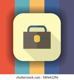 briefcase flat icon with long shadow, vector illustration