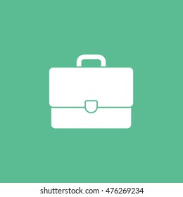 Briefcase Flat Icon On Green Background