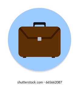 Briefcase flat icon. Round colorful button, Business portfolio circular vector sign. Flat style design