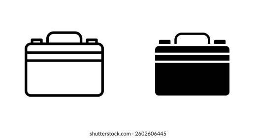Briefcase flat Icons in line outline and flat solid style on white background