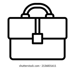 Briefcase flat line icon. Suitcase, Business bag. Outline sign for mobile concept and web design, store.