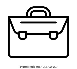 Briefcase flat line icon. Suitcase, Business bag. Outline sign for mobile concept and web design, store.