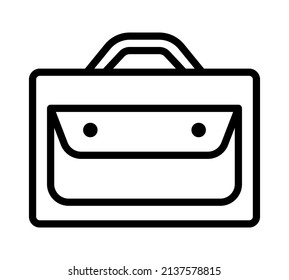 Briefcase flat line icon. Suitcase, Business bag. Outline sign for mobile concept and web design, store.
