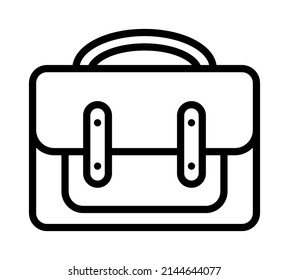 Briefcase flat line icon. Suitcase, Business bag. Outline sign for mobile concept and web design, store.