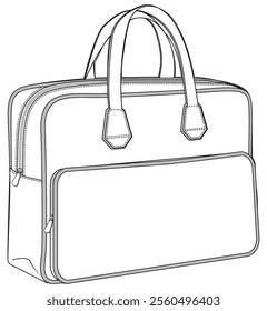 Briefcase flat sketch vector illustration technical cad drawing template