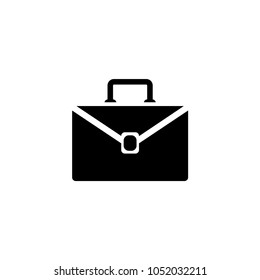 Briefcase. Flat Vector Icon. Simple black symbol on white background