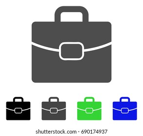 Briefcase flat vector illustration. Colored briefcase, gray, black, blue, green icon versions. Flat icon style for graphic design.