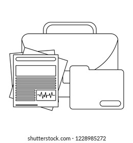 Briefcase and folder with graphs