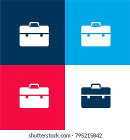 Briefcase four color material and minimal icon logo set in red and blue