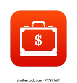 Briefcase full of money icon digital red for any design isolated on white vector illustration