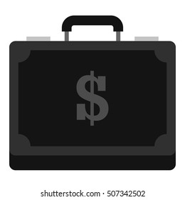 Briefcase full of money icon. Flat illustration of briefcase full of money vector icon for web