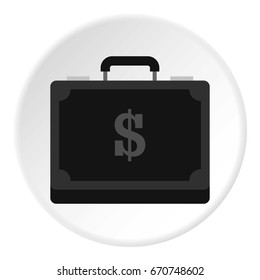 Briefcase full of money icon in flat circle isolated vector illustration for web