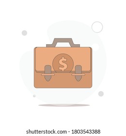 briefcase full of money isolated vector flat illustration on white