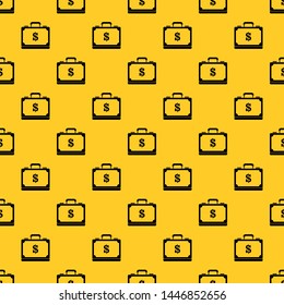 Briefcase full of money pattern seamless vector repeat geometric yellow for any design