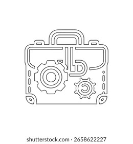Ein Aktenkoffer mit Zahnradsymbol