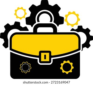 Uma pasta com engrenagens e engrenagens simbolizando a indústria e o trabalho