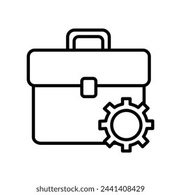 briefcase with gears icon with white background vector stock illustration