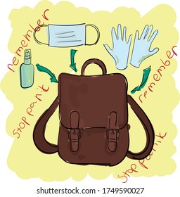 Briefcase, gloves, sanitizer, mask - do not forget to bring along. Stop coronavirus!