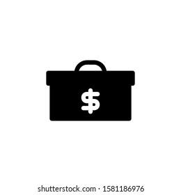 Briefcase glyph icon black and white