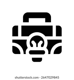 briefcase glyph icon. Strong and solid vector icon for websites, mobile interfaces, presentations, and visual branding. High quality and easy to edit.