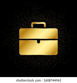 briefcase gold icon. Vector illustration of golden particle background. isolated vector sign symbol - Education icon black background